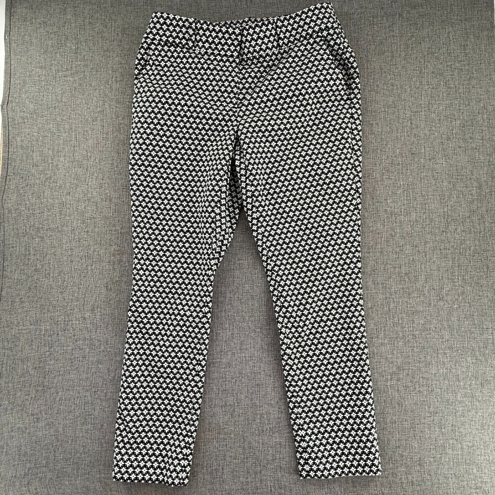 Ann Taylor LOFT Julie Skinny Dressy Pants 2 petite Mid Rise Black Cream Cotton B